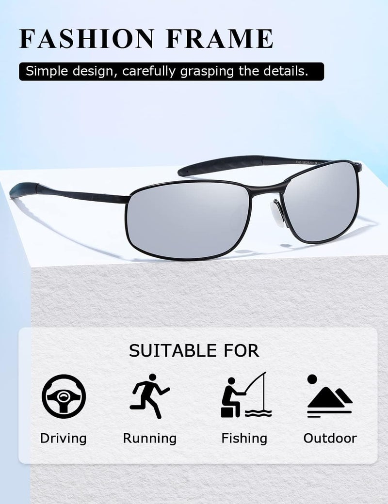 AEVOGUE Polarized Sunglasses For Men Rectangle Metal Frame Retro Sun Glasses AE0395 - Image 3